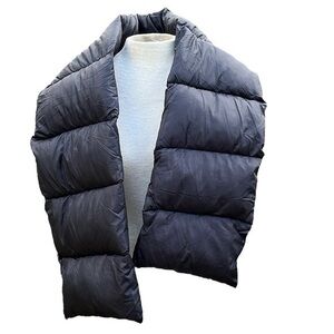 Aldo Puffer Scarf, color is black, one size. 158 cm X 20 cm